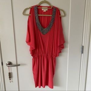 Nicole Miller Artelier Beaded Split Sleeve Dress